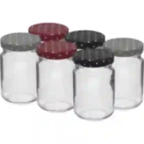 156 ml twist off glass jar with a coloured lid fi 53 - 6 pcs