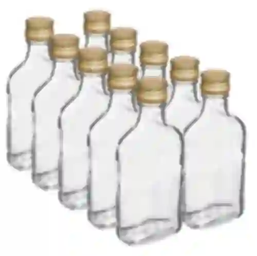 200 ml Hip flask glass bottle with screw cap , 10pcs.
