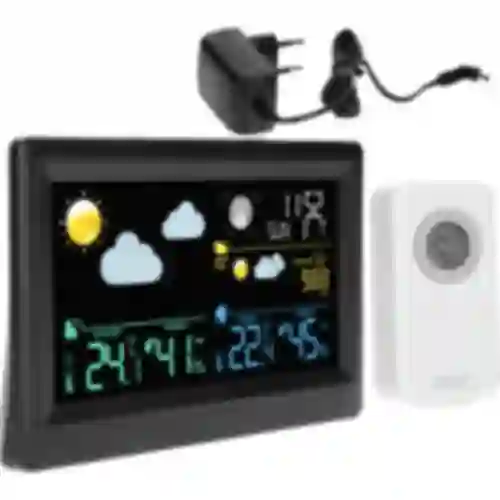 Electronic weather station - wireless, with sensor, black